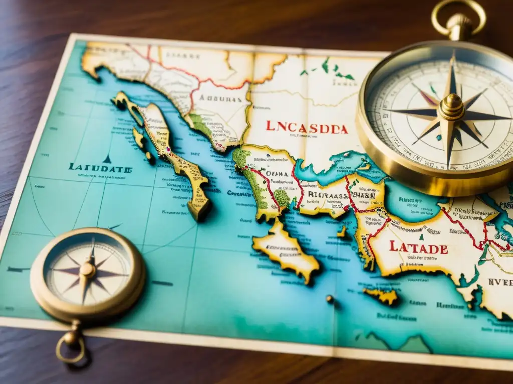 Una antigua y detallada mapa sobre una mesa de madera, resaltando la importancia del papel en cartografía