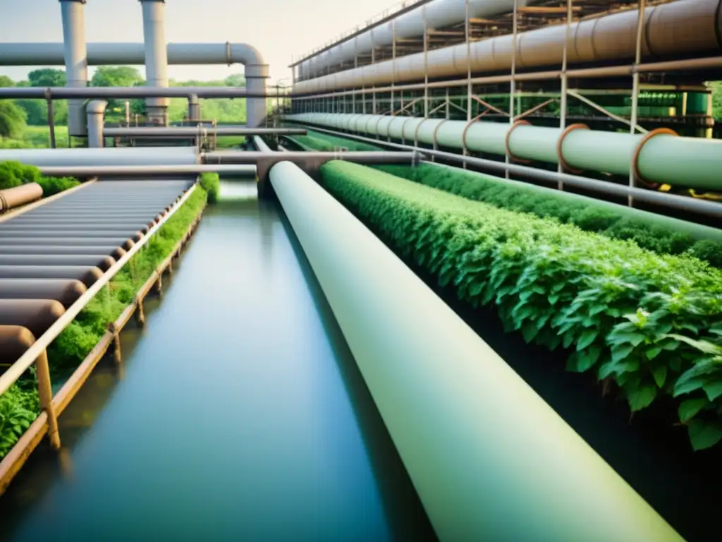 Antigua fábrica de papel rodeada de vegetación, con tecnología de conservación de agua