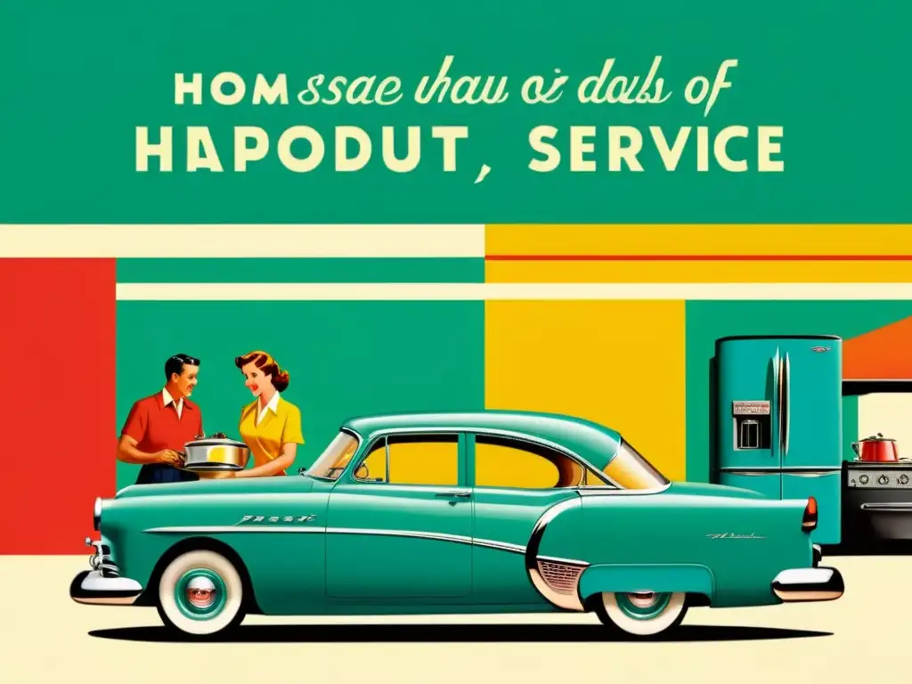 Anuncio vintage de los 50s con ilustración familiar y tipografía retro, evocando la efectividad de la publicidad impresa