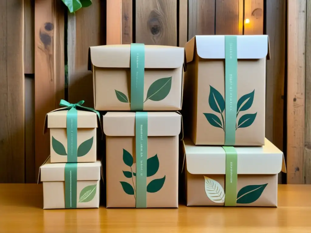 Apilamiento de cajas de papel vintage, biodegradables, con diseños ecológicos retro