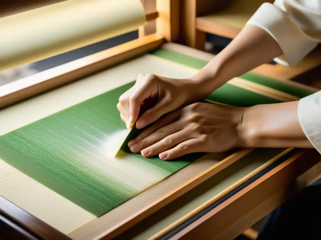 Un artesano japonés crea con esmero papel washi, mostrando la belleza atemporal de este arte en el arte contemporáneo