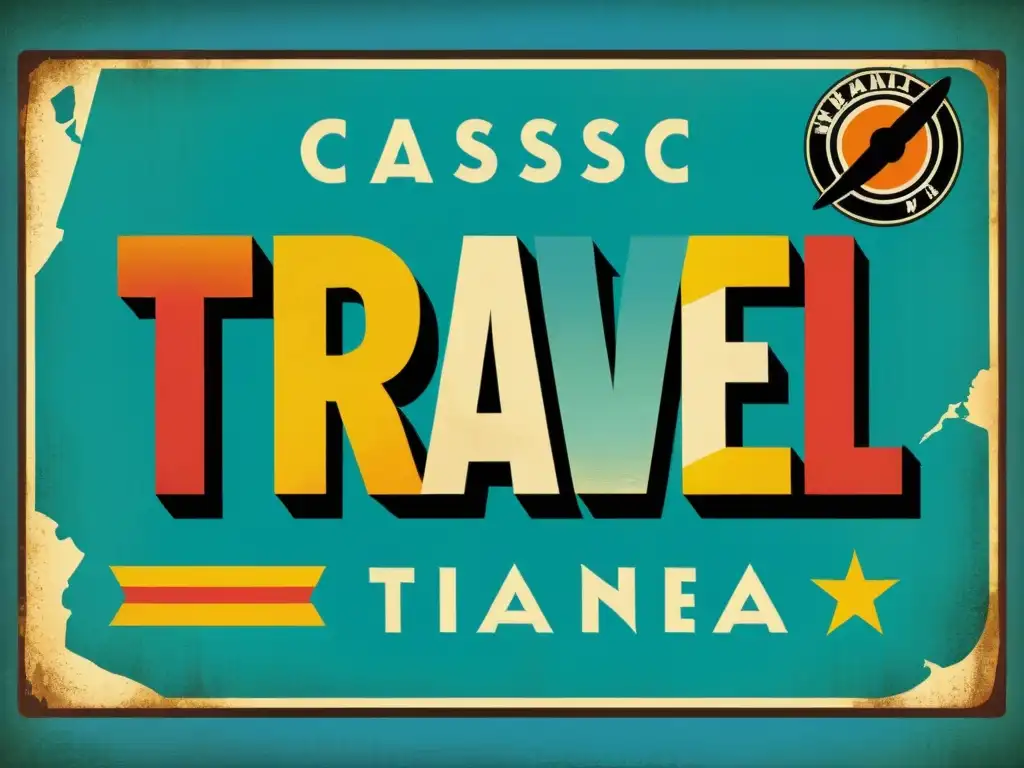 Cartelería vintage diseño gráfico con tipografía audaz y colores vibrantes, evocando la nostalgia y el encanto vintage