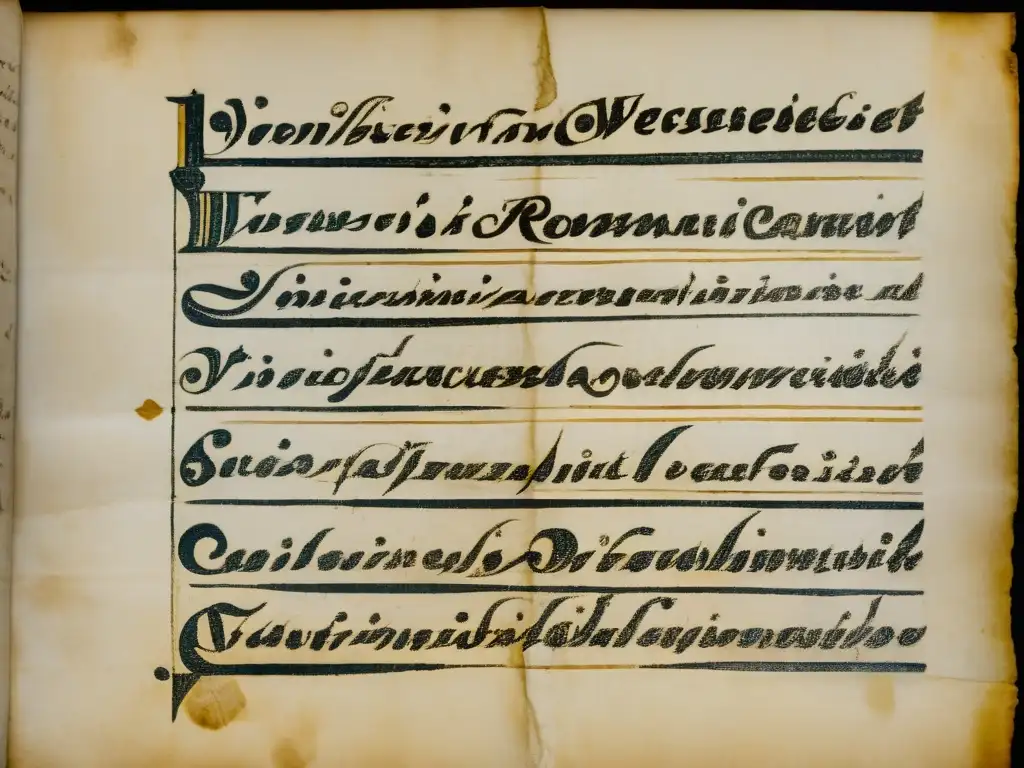 Detalle de manuscrito romano antiguo con texto y dibujos en papel envejecido, reflejando la fabricación papel antiguo Roma