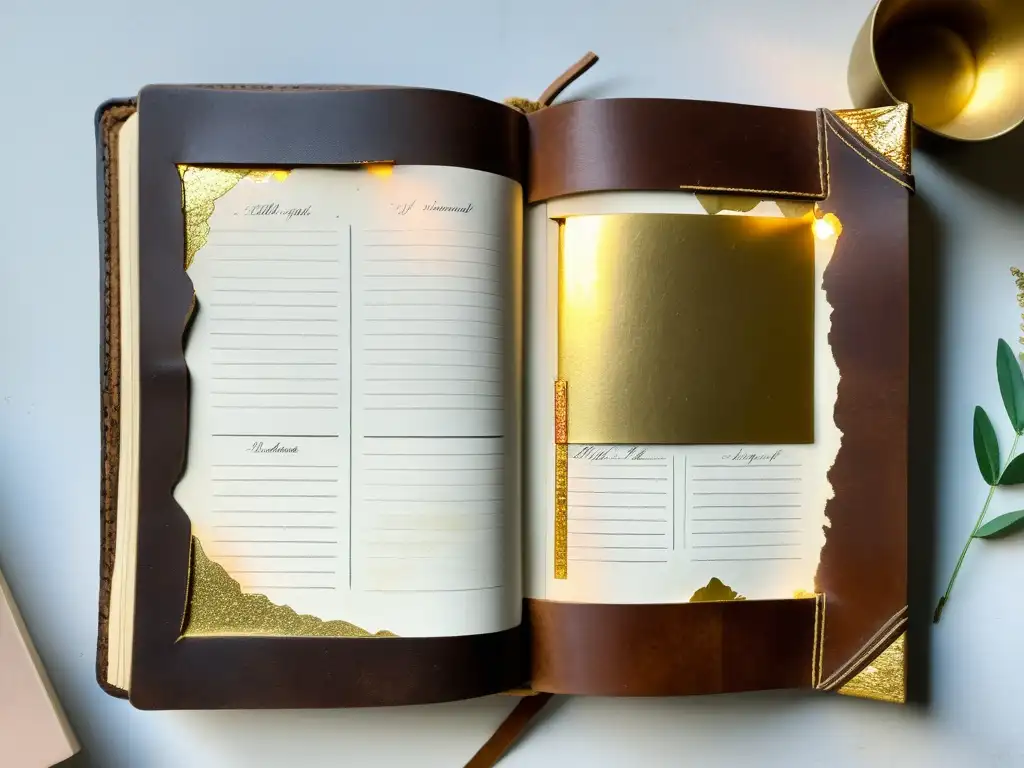 Diario artístico envejecido: un viaje nostálgico a la creatividad Un diario en papel como herramienta artística, desgastado y lleno de creatividad, iluminado por la luz del sol