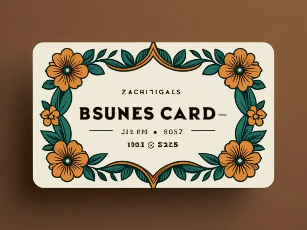 Diseño de tarjetas en papel con patrón floral y tipografía elegante, en un ambiente nostálgico y artesanal