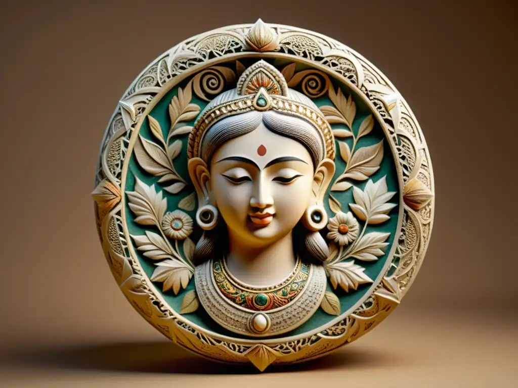 Una escultura de papel maché detallada en 8k, fusionando técnica antigua y moderna, con cálido fondo terroso