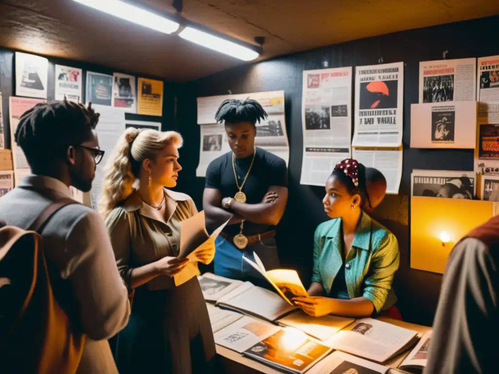 Un grupo inmerso en la producción de fanzines en un espacio subterráneo