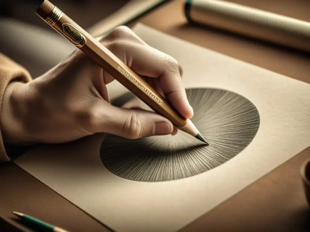 Un hábil artista crea un detallado dibujo a lápiz en papel texturizado de alta calidad