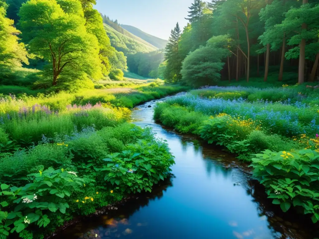 Imagen de un exuberante bosque con luz solar filtrándose entre las hojas, creando sombras en el suelo