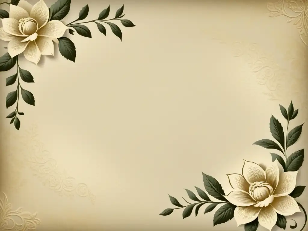 Exquisito papel vintage con detalles florales Imagen de papel de lujo vintage con patrón floral en relieve, ideal para impresiones de lujo