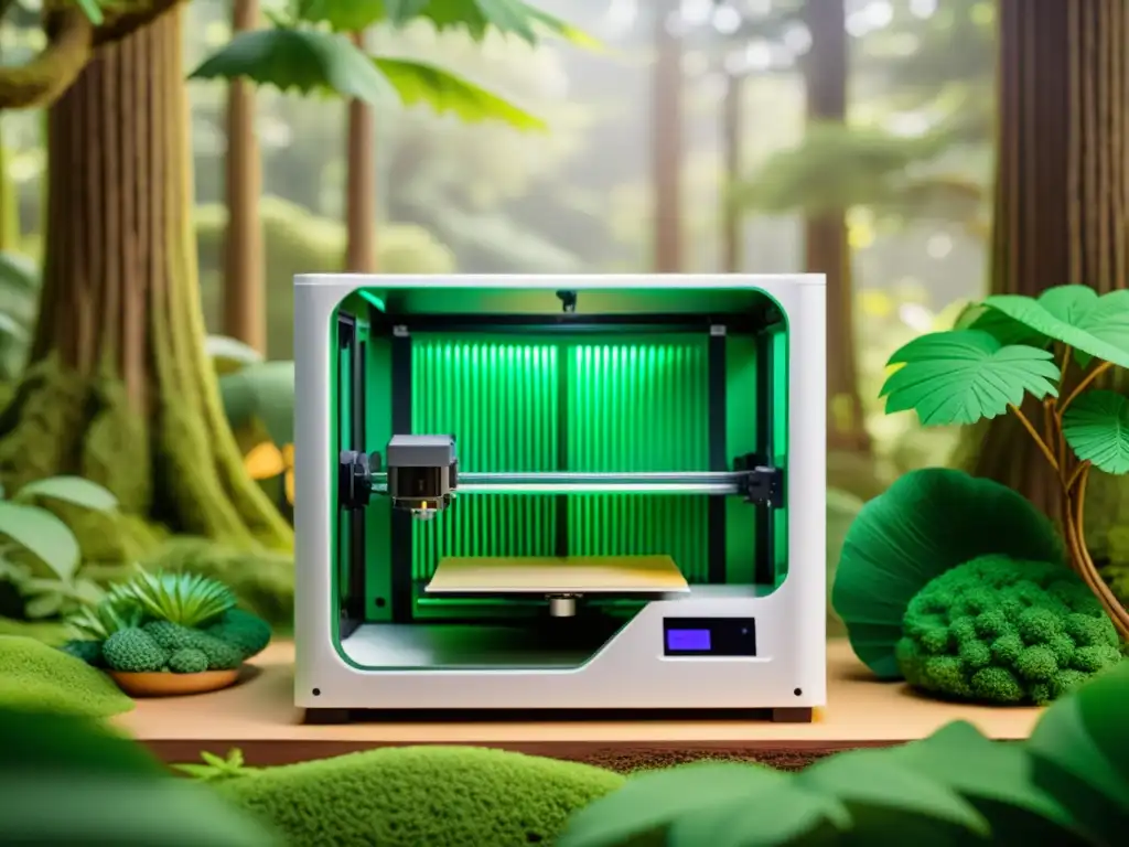 Una impresionante impresión 3D en papel con impacto tecnológico en un exuberante bosque verde