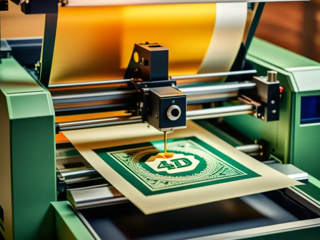 Una impresora 4D personalizando papel con detalles intrincados