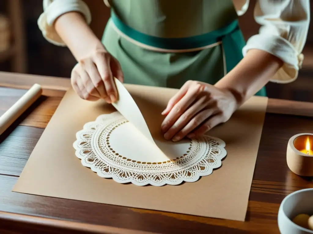 Persona realizando papel artesanal con técnicas eficientes de reciclaje en casa, evocando nostalgia y artesanía